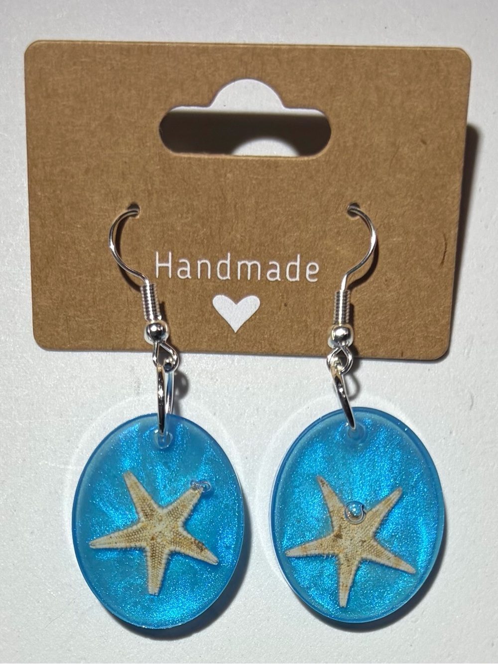 Blue Starfish Resin Dangle Earrings